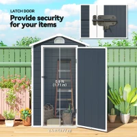 Outsunny Metal Storage Shed With Latched Door Good Ventilation Sloped Roof Outdoor Patio Equipment Tool Storage(m-7)