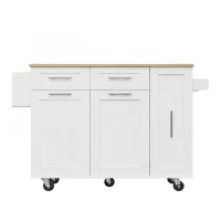 Îlot de cuisine avec plateau de table rabattable, desserte avec étagères à snacks et placards extensibles, 134,5x46/74x90,5 cm, Blanc(m-2)