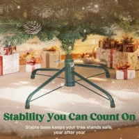 HOMCOM Brad de Crăciun Înnzăpezit Înalt de 150 cm cu 398 Ramuri, Brad Artificial de Interior cu Conuri și Boabe Roșii Decorative, Bază Metalică, Verde(m-7)