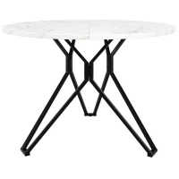 Tavolo da pranzo rotondo per 4 persone, piano in MDF, 100x100x76 cm, Bianco e Nero(m-2)