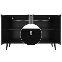 Buffet de salle à manger avec porte sculptée au motif unique en chevrons, pour le salon et la salle à manger, 120x35x78 cm, Noir(m-7)