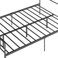 Cadru de Pat de o Persoana, mai mare HOMCOM din Otel cu Sipci Integrate, Tablie cap si Tablie piciore, 140x200cm(m-11)