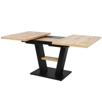 Masă extensibilă pentru dining cu picioare în formă de V, Culoare naturală