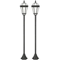 Outsunny 2 PCS 1.3M Garden Solar Lamp Post Lights Solar Powered LED Lantern Patio Pathway Walkway Outdoor Water-Resist Auto Switch 6 Hours Black(m-11)