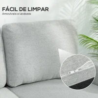HOMCOM Sofá-Cama Chaise Longue de 3 Lugares Chaise Longue Reversível Ambos Lados com Armazenamento com Capas Removíveis 197x129x85 cm Cinza(m-8)