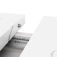 Masă extensibilă de dining, masă pentru bucătărie-living cu picioare încrucișate, 118-157L x 75P x 76,4Î cm, Alb(m-5)