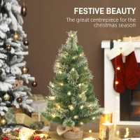 HOMCOM Pom de Crăciun Mic Înalt de 60cm cu 35 LED-uri Albe și Ramuri Ignifuge(m-4)