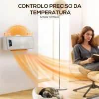 HOMCOM Aquecedor Elétrico de Baixo Consumo de Parede 2000W com 3 Modos Ecrã LED Termostato Temporizador e Oscilação 54x18,7x14,5 cm Branco(m-7)