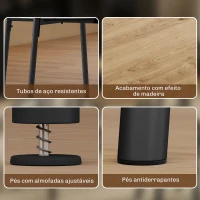 HOMCOM Conjunto de Mesa e Cadeiras de Refeição Mesa de Cozinha Redonda com 4 Cadeiras Estilo Industrial Madeira e Preto(m-6)