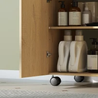 HOMCOM Wastafelonderkast voor badkamer, 3-niveaus plank, wielen, hout(m-9)