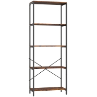 HOMCOM Boekenkast, 5 lagen, metaal, melamine oppervlak, bruin