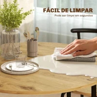 HOMCOM Conjunto de Mesa e Cadeiras de Refeição Mesa de Cozinha Redonda com 4 Cadeiras Estilo Industrial Madeira e Preto(m-7)