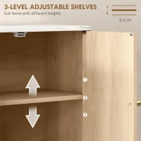 HOMCOM Dulap de Baie de Perete cu Raft Deschis și Uși Decorate Stejar(m-5)