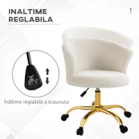Vinsetto Scaun de Birou Reglabil în Înălțime cu Șezut Rotativ Alb și Auriu(m-4)