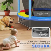 HOMCOM Trampolim Infantil Ø140x190 cm Trampolim para Crianças de 3-6 Anos com Rede de Segurança Carga 45 kg para Interior Azul(m-8)