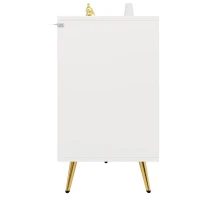 Buffet de salle à manger avec 6 tiroirs spacieux, portes d'armoire au design tridimensionnel et pieds dorés, 120x40x75 cm, Blanc(m-6)