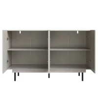 Bufet minimalist pentru sufragerie, cu 4 uși și rafturi reglabile, 140x38,5x82,5 cm, Gri(m-8)