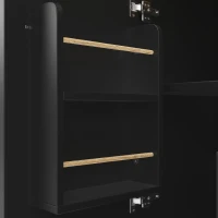 Îlot de cuisine avec table pliante, grand espace de rangement, casier à vin, porte-serviette et porte-épices, 137,9x45/73x92,2 cm, Noir(m-6)