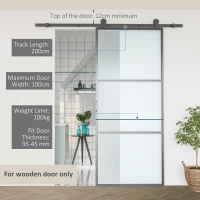 HOMCOM Set feronerie ușă culisantă, oțel carbon, suport 100 kg, pentru uși lemn 3.5-4.5 cm(m-4)