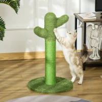 PawHut Griffoir pour chat d'intérieur en forme de cactus, arbre à chat en sisal résistant avec base, 40 x 40 x 65 cm, vert(m-7)