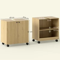 HOMCOM Wastafelonderkast voor badkamer, 3-niveaus plank, wielen, hout(m-3)