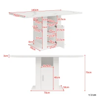 Tavolo da cucina con vano portaoggetti e ripiani a 3 livelli, 140x75x75 cm, Bianco(m-3)