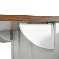 Îlot de cuisine avec plateau rabattable, chariot de service sur roulettes avec 2 portes coulissantes et 3 tiroirs, 140x45/73x94 cm, Beige(m-6)
