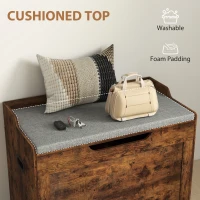 HOMCOM Bancă de Depozitare de 103L Multifuncțională, nuanță de Lemn cu Pernă din Țesătură Gri, 75x40x56 cm(m-5)