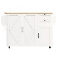 Isla de cocina moderna, con tablero ajustable y espacio de almacenamiento, 120x43,2/71,2x92 cm, Blanco(m-1)