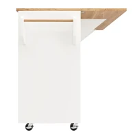 Isla de cocina moderna, con tablero ajustable y espacio de almacenamiento, 120x43,2/71,2x92 cm, Blanco(m-8)