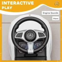 AIYAPLAY Macchina per Bambini Licenza Mercedes Benz con Clacson e Spazio Portaoggetti, 65x28x39 cm, Bianco(m-6)