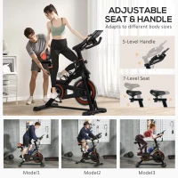 HOMCOM Exercise Bike, 8kg Flywheel Stationary Bike Indoor Cycling Machine with Adjustable Resistance Seat Handlebar, Black(m-5)