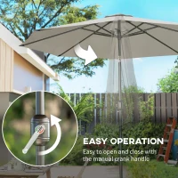 Outsunny 3(m) Tilting Parasol Garden Umbrellas, Outdoor Sun Shade with 8 Ribs, Tilt and Crank Handle for Balcony, Bench, Garden, Light Grey(m-5)