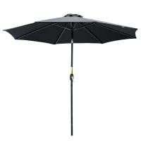 Outsunny 3(m) Tilting Parasol Garden Umbrellas, Outdoor Sun Shade with 8 Ribs, Tilt and Crank Handle for Balcony, Bench, Garden, Black(m-11)