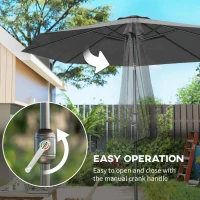 Outsunny 3(m) Tilting Parasol Garden Umbrellas, Outdoor Sun Shade with 8 Ribs, Tilt and Crank Handle for Balcony, Bench, Garden, Dark Grey(m-5)
