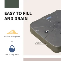 Outsunny Square Cantilever Patio Parasol Base Water or Sand Filled Stand with Wheels Heavy-Duty, Coffee(m-6)