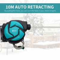DURHAND 10m Garden Auto Hose Reel Wall Mounted Retractable 7 Patterns Spray Nozzle(m-5)