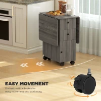 HOMCOM Multi-Storage Six-Person Drop Leaf Dining Table - Grey(m-7)