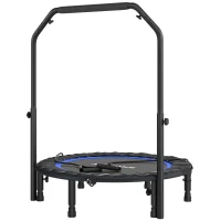 SPORTNOW Trampolim de Fitness Ø102 cm Dobrável com Guiador Ajustável de 4 Níveis e Bandas para Treino de Pernas e Corpo Azul(m-11)