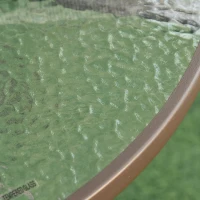 Outsunny Garden Patio Texteline Folding Chairs Plus Table and Parasol Furniture Bistro Set 6 Pieces - Coffee/Cream(m-8)