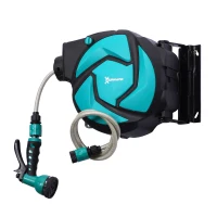 DURHAND 10m Garden Auto Hose Reel Wall Mounted Retractable 7 Patterns Spray Nozzle(m-10)