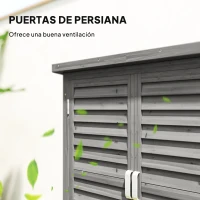 Outsunny Armario para Terraza de Madera con 2 Estantes Interiores 2 puertas y Techo Inclinado para Exterior Terreza 87x46,5x96,5 cm Gris(m-4)