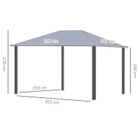 Outsunny Tonnelle de jardin avec toit rigide en métal galvanisé, structure en aluminium, rideaux et moustiquaires, 3x4 m(m-3)