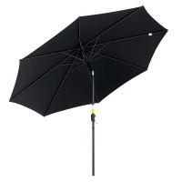 Outsunny 3(m) Tilting Parasol Garden Umbrellas, Outdoor Sun Shade with 8 Ribs, Tilt and Crank Handle for Balcony, Bench, Garden, Black(m-10)
