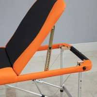 HOMCOM Marquesa de Massagem Dobrável e Portátil com Altura Ajustável e Apoio para a Cabeça 180x60x62-82 cm Laranja e Preto(m-8)