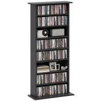 HOMCOM Rangements pour CD et DVD avec 8 compartiments et 6 étagères réglables, capacité max. 360 CD/185 DVD et Blu-ray, noir(m-11)
