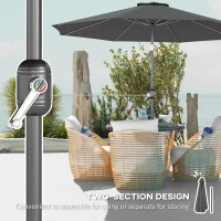 Outsunny 3(m) Tilting Parasol Garden Umbrellas, Outdoor Sun Shade with 8 Ribs, Tilt and Crank Handle for Balcony, Bench, Garden, Dark Grey(m-6)