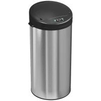 HOMCOM Pattumiera da cucina automatica 30 L in acciaio inox, coperchio a chiusura morbida, 32 x 30 x 68 cm, argento(m-7)