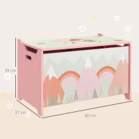 ZONEKIZ Opbergbox met opbergruimte, speelgoedkist met deksel en veiligheidsscharnier, schattig dierenontwerp, 60 x 37 x 39 cm, Roze(m-3)