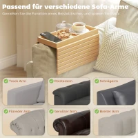 HOMCOM Armlehnen-Tablett für Sofas, für Getränke, Snacks, Fernbedienung, Bambusholz(m-4)